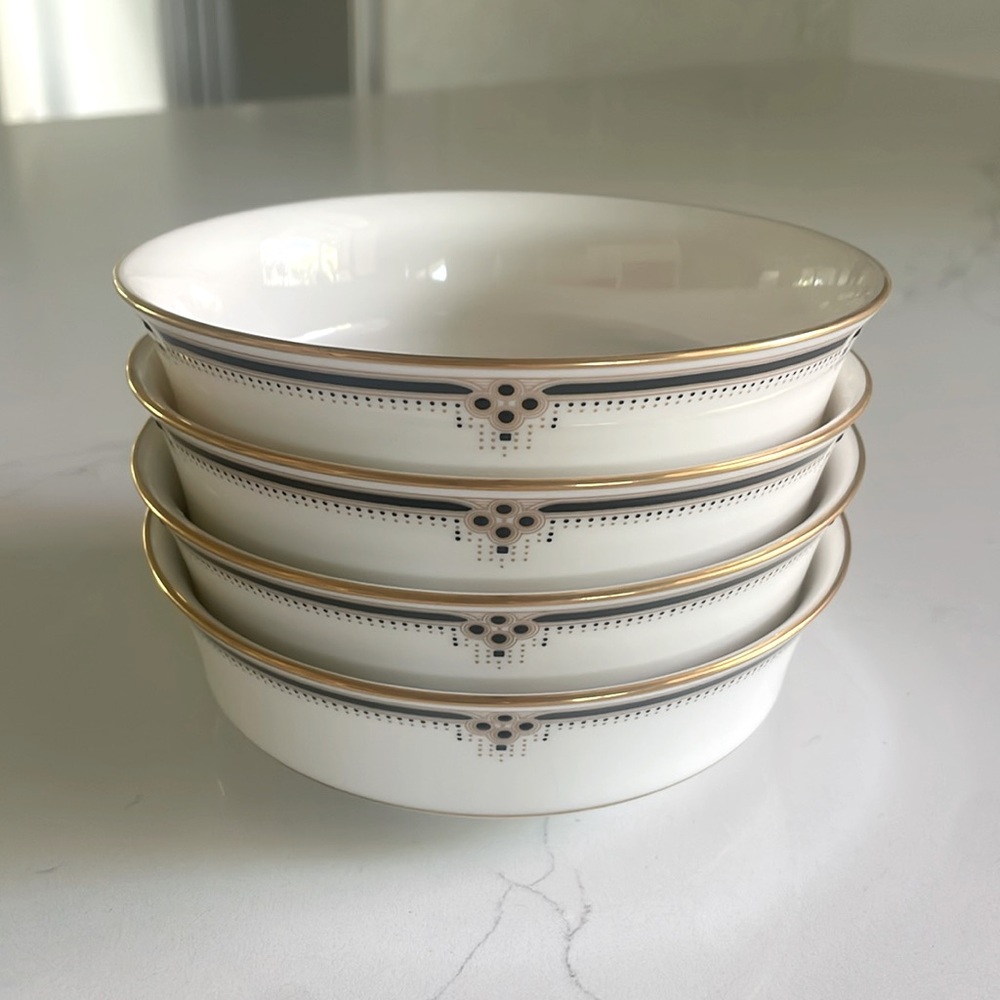 Noritake Evening Gown Gold Trim Fruit/Dessert/Sauce Bowls, set of 4 Fine China